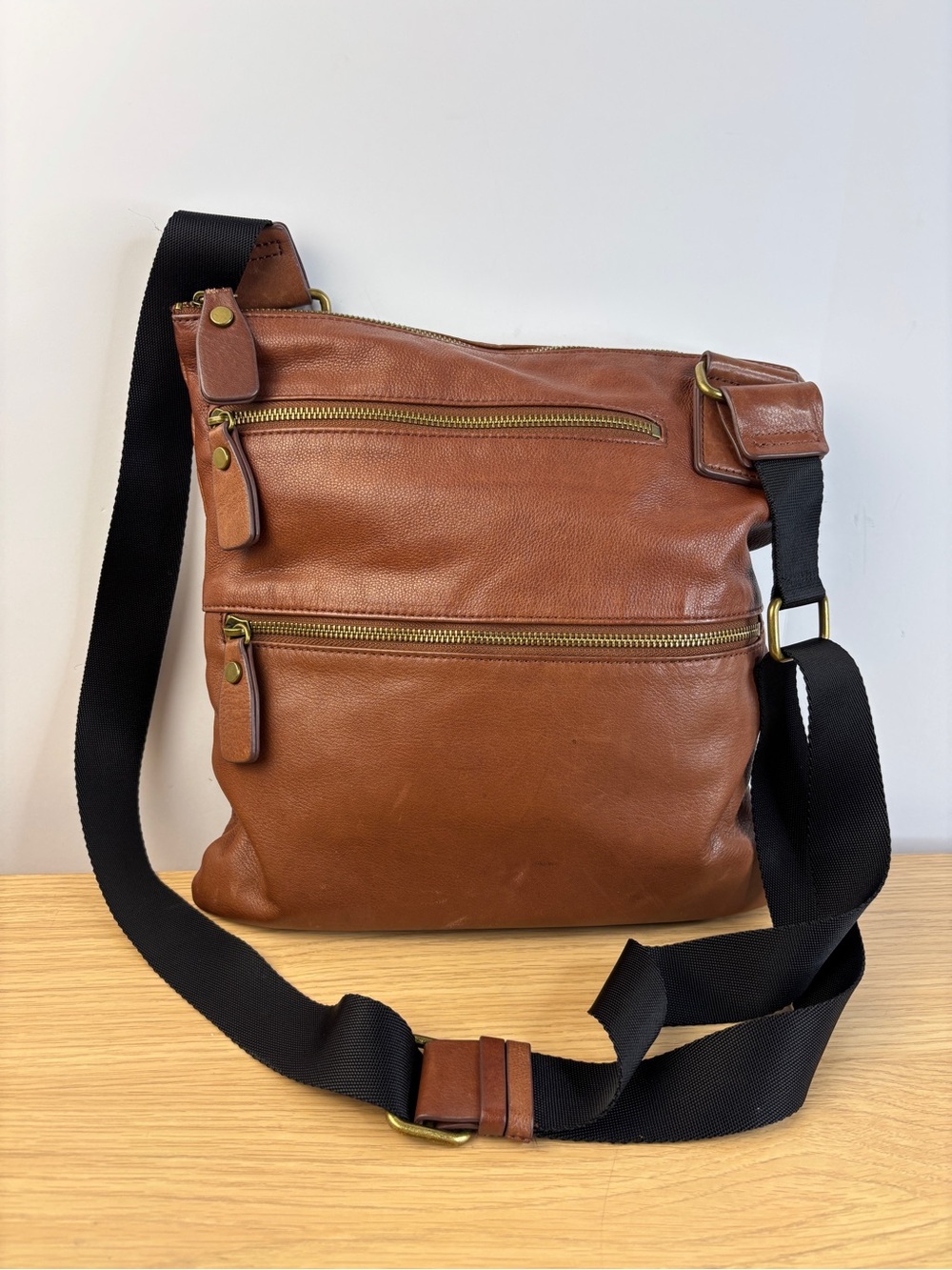 Margot New York Double Zipper Soft Brown Leather Bag